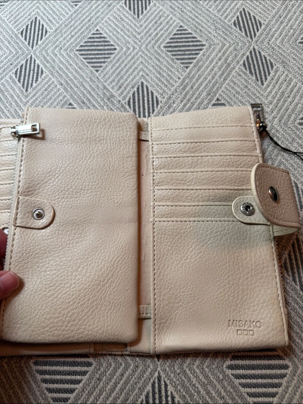 MISAKO Embossed Floral Snap Wallet - Beige